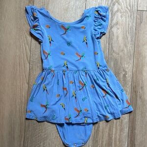Blue Parrot Print Baby Dress